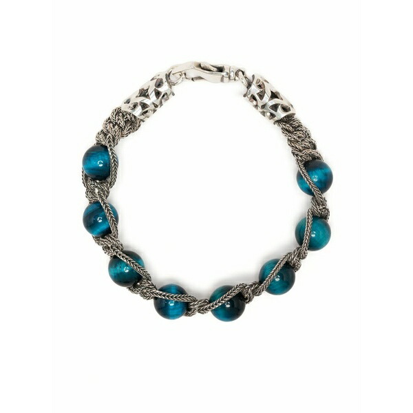 エマニュエレ ビコッキ メンズ ブレスレット・バングル・アンクレット 添え物 Braided bead bracelet Silver