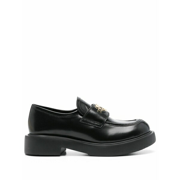 優しいこと モスキーノ レディース スリッポン・ローファー シューズ Logo-plaque loafers Black