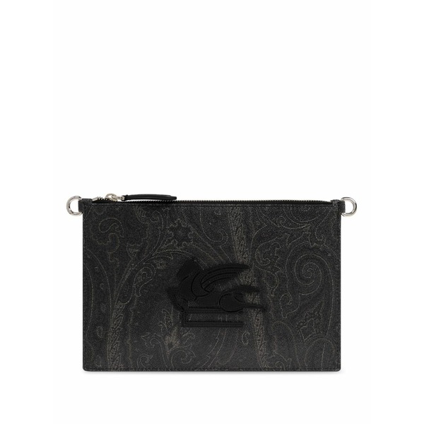 エトロ メンズ 商行為系 御徒面子 Pegasu patch clutch bag Black