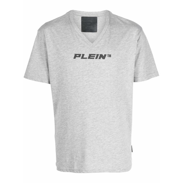 フィリップ飾り気の無い メンズ プルオーバー トップス V-neck logo-print t-shirt Grey