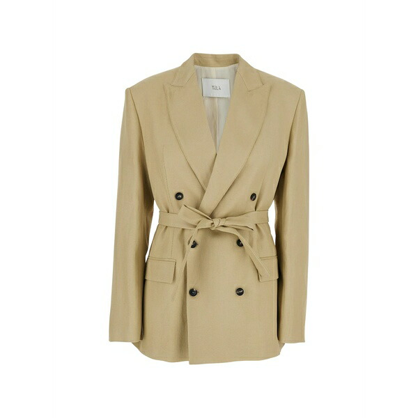 テラ レディース 上衣＆上衣 アウター Frost belted double-breasted blazer Neutrals