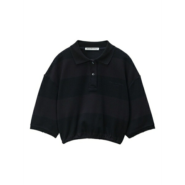 アレキサンダーワン レディース スポーツシャツ トップス Cropped polo shirt Black