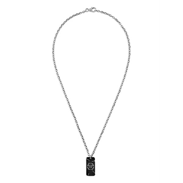 フィリッププレイン メンズ ネックレス・チョーカー アクセサリー Plein tag chain necklace Silver｜asty