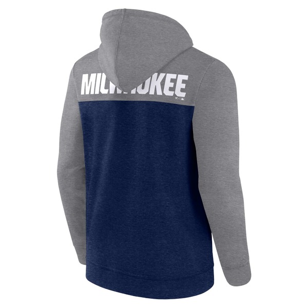 ファナティクス メンズ パーカー・スウェットシャツ アウター Milwaukee Brewers Fanatics Branded Blown Away FullZip Hoodie Heathered Navy Heathered Gray トップス | raveispurchase.com