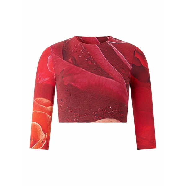 ロベルトカヴァリ レディース プルオーバー トップス Rose-print t-shirt Red