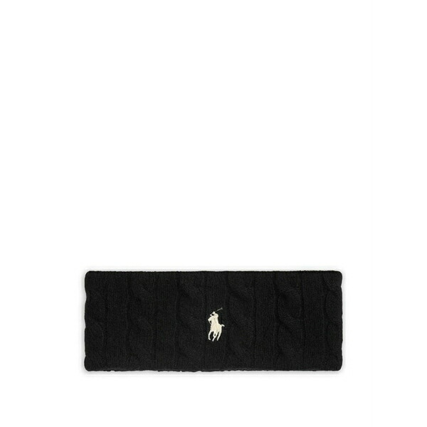 ラルフローレン レディース かぶり笠 添え物 Cable-knit embroidered head band Black
