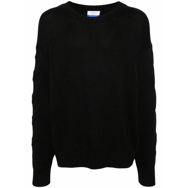 象牙色 メンズ 編み物\u0026スウェーター アウター 3d diag ribbed-knit jumper Black