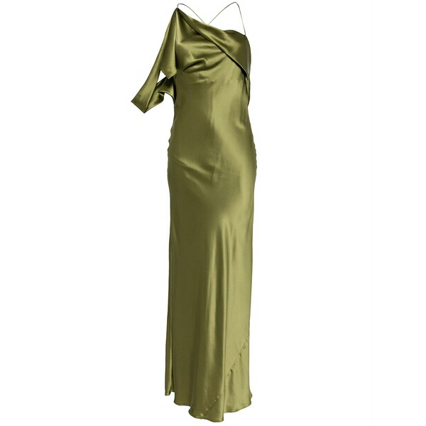 ミシェルメゾン レディース ワンピース トップス Asymmetric design silk gown Green｜asty