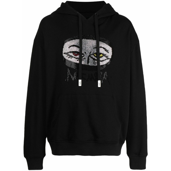 ハクーラ メンズ パーカー・スウェットシャツ アウター Eyes on you studded cotton hoodie Black｜asty