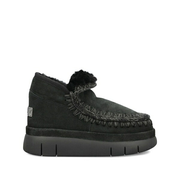 モウ レディース ブーツ シューズ Bounce braided-trim shearling ankle boots Black