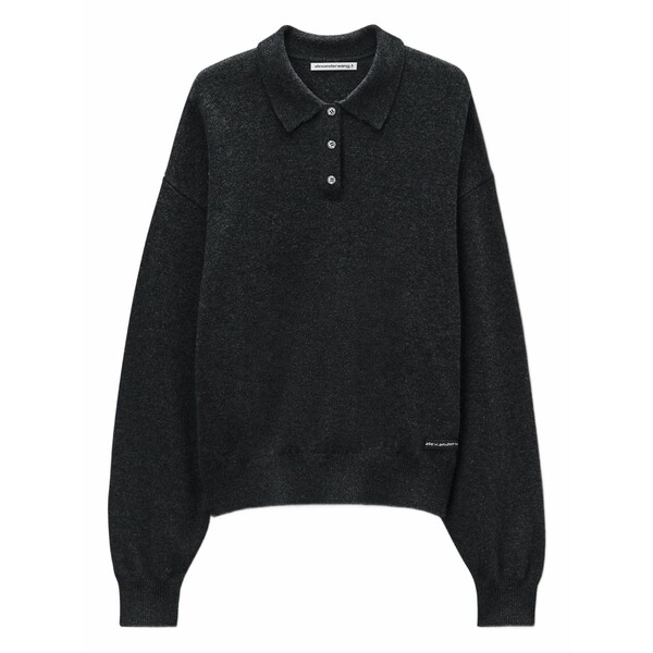 アレキサンダーワン メンズ スポーツシャツ トップス Logo-patch polo shirt Grey