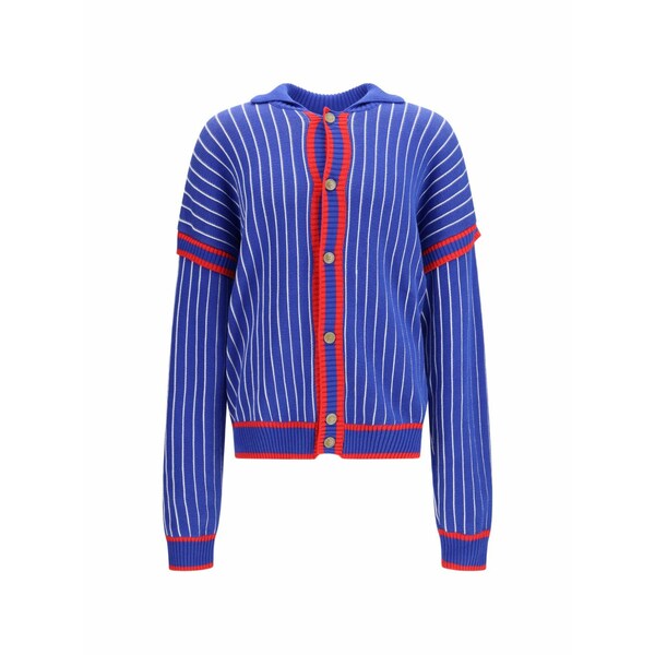 ジーシーディーエス メンズ ジレー アウター Pinstriped cardigan Blue