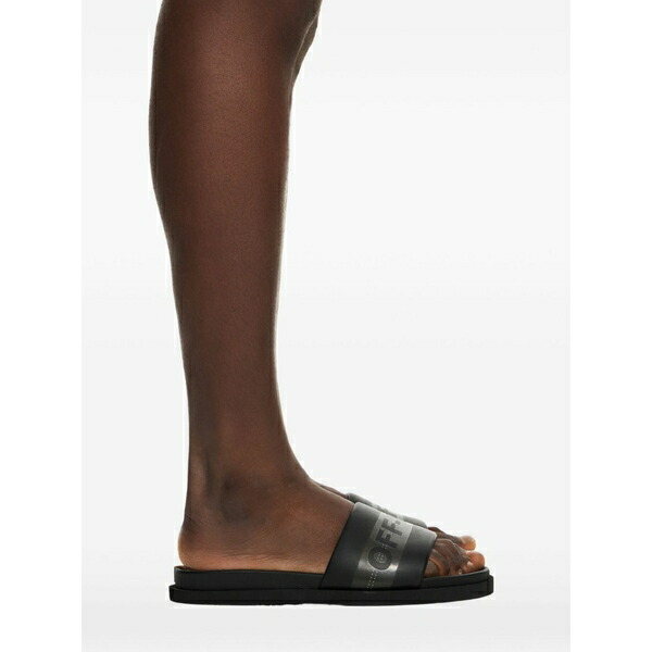 象牙色 メンズ サンダル シューズ  industrial belt logo sandals Black