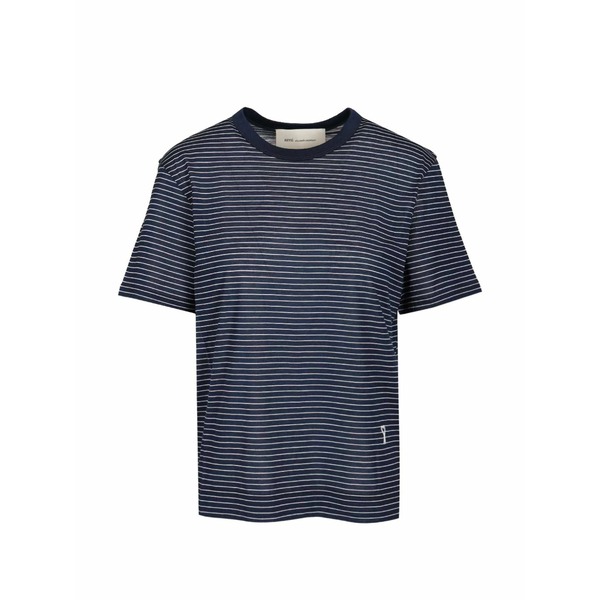 意中の女 レディース プルオーバー トップス Striped t-shirt Blue