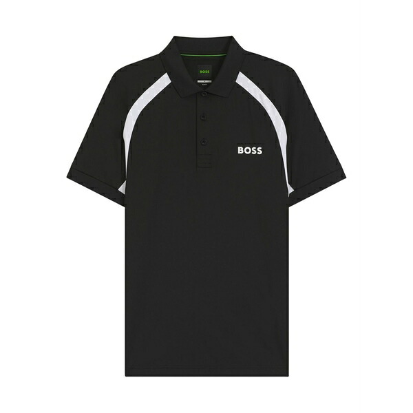 元締め メンズ スポーツシャツ トップス Logo-detail panelled polo shirt Black