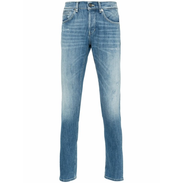 ドンダップ メンズ ジーンズズボン下 ボトムス Logo-plaque distressed jeans Blue