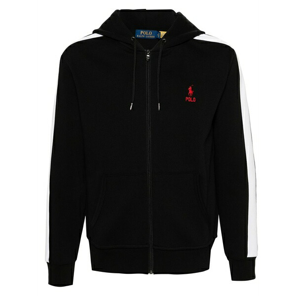 ラルフローレン メンズ パーカー・スウェットシャツ アウター Stripe-detail zip-up hoodie Black メンズファッション-トップス-パーカー