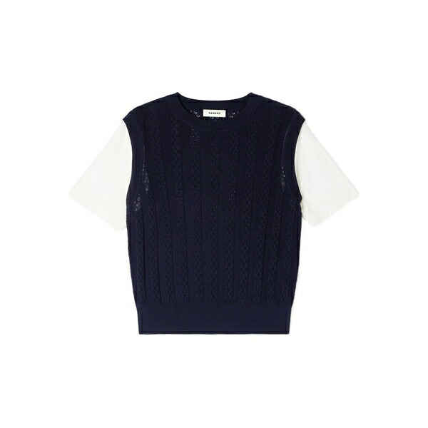 砂子ロ レディース ティーシャツ トップス Layered-effect t-shirt  Blue Tシャツ・カットソー-レディースファッション