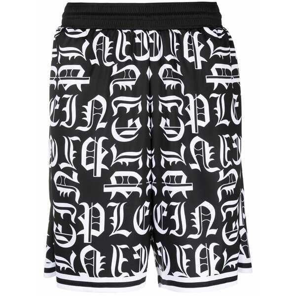 フィリップ飾り気の無い メンズ 心地好いズボン下 ボトムス Logo-print jogging shorts Black