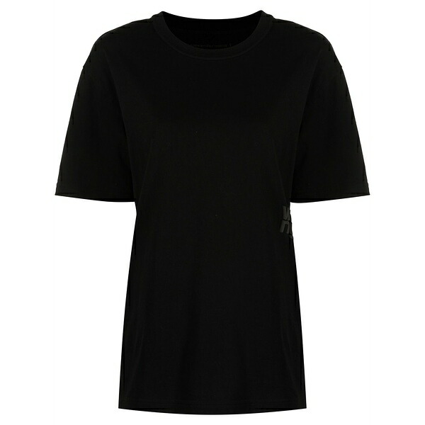 アレキサンダーワン レディース プルオーバー トップス Rubberised logo cotton t-shirt Black