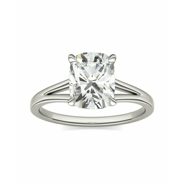 WEB限定カラー チャールズ アンド コルバード レディース リング アクセサリー Moissanite Three Stone Halo Ring  ct. Diamond Equivalent in 14k White Gold
