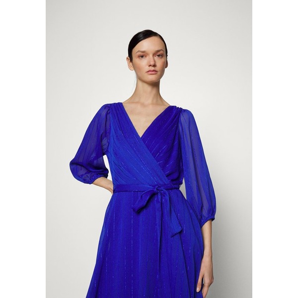 初回限定 ダナ キャラン ニューヨーク レディース ワンピース トップス BALLOON SLEEVE V-NECK FAUX WRAP - Cocktail dress Party deep cobalt silver surplace.studio