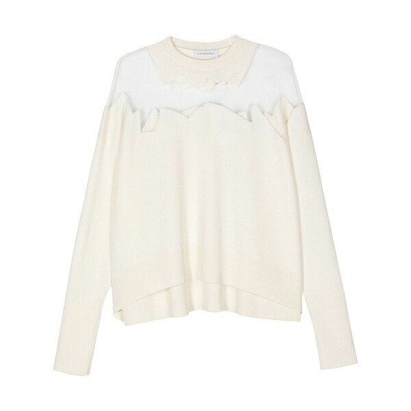 ビクターアンドロルフ レディース 編み物\u0026スウェーター アウター Semi-sheer panel sweater White