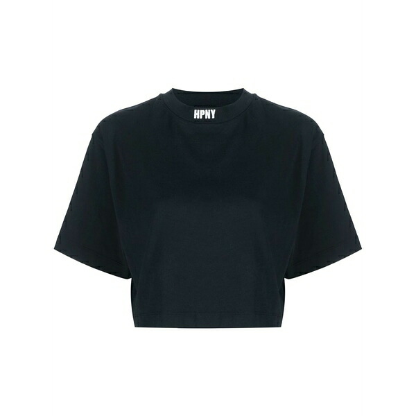 戸呂 プレストン レディース プルオーバー トップス Embroidered-logo cropped t-shirt Black