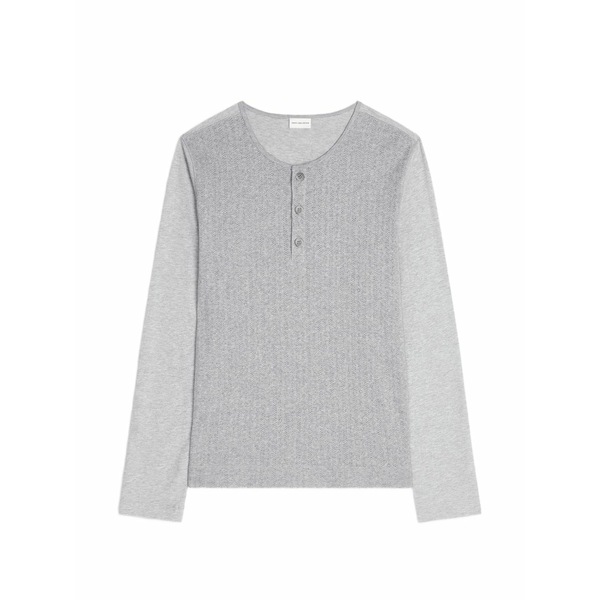 ドリス・ヴァン・ノッテン メンズ ティーシャツ トップス Button ribbed t-shirt Grey トップス-メンズファッション