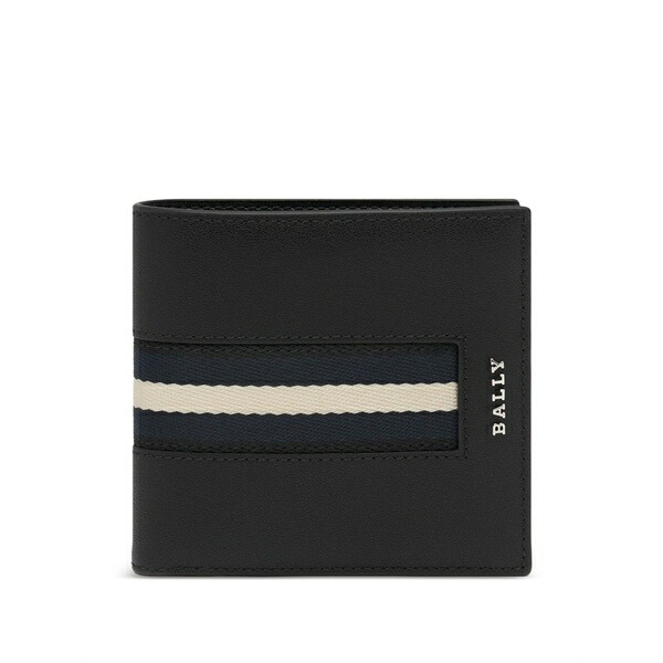 バリー メンズ 銭入れ 添え物 Ribbon leather card holder Black