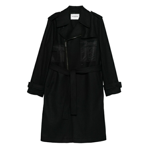 アイスバーグレタス レディース 厚地の外套 アウター Zip belted coat Black コート・ジャケット-レディースファッション
