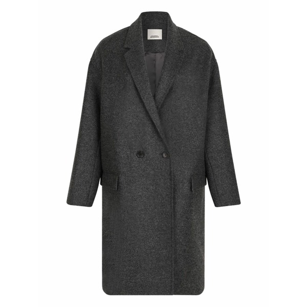 イザ呼びりん マラン レディース 厚地の外套 アウター Double-breasted wool coat Grey