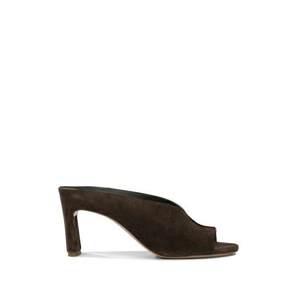 デル カルロ レディース パンプス シューズ Suede peep-toe mules Brown