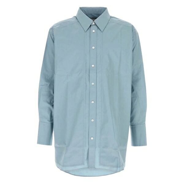 意中の女 メンズ プルオーバー トップス Poplin button-down shirt Blue