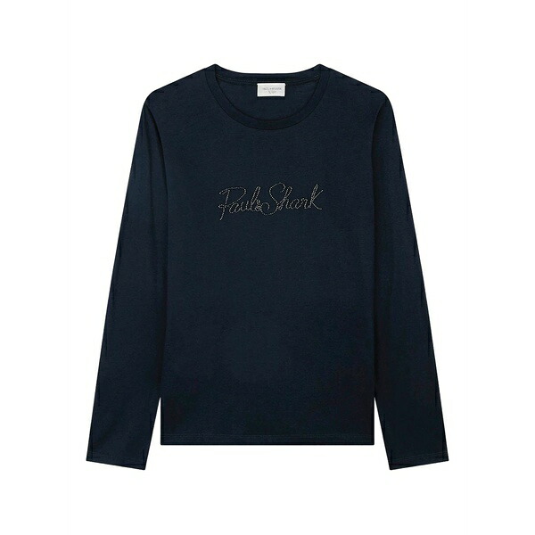 ポールアンドシャーク レディース Tシャツ トップス Logo-studded t-shirt Blue|asty