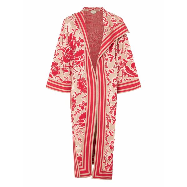 テンパリーロンドン レディース 上衣＆上衣 アウター Francis floral-pattern striped knit cape Neutrals