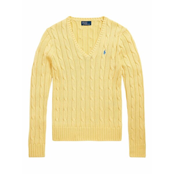 ラルフローレン レディース 編み物\u0026スウェーター アウター Cable-knit v-neck sweater Yellow