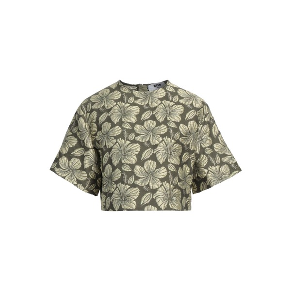 【送料無料】 エムエスジイエム レディース Tシャツ トップス Tops Green