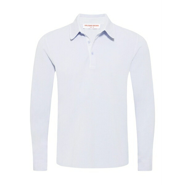 オールバー ブラウン メンズ ポロシャツ トップス Garfield long-sleeve polo shirt Blue|asty