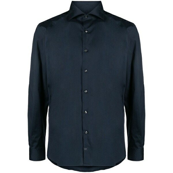 フェイ メンズ シャツ トップス Long-sleeved cotton shirt Blue