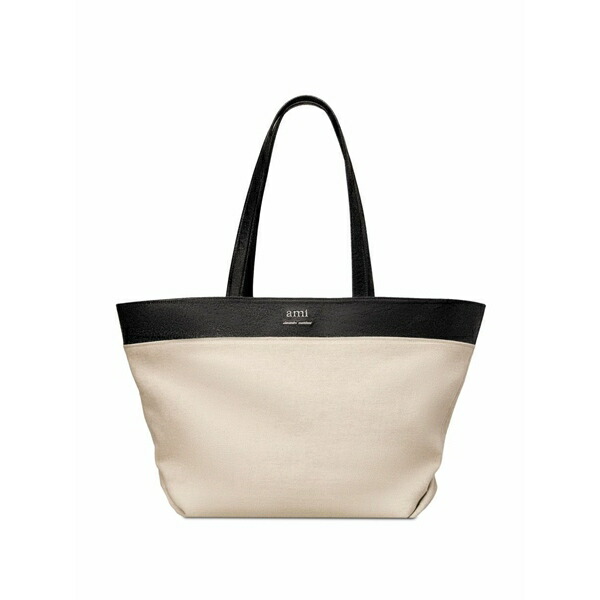 意中の女 メンズ トートバッグ 御徒面子 Logo-plaque panelled tote bag Neutrals