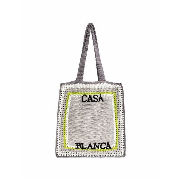カサブランカ メンズ トートバッグ 御徒面子 Logo crocheted tote bag Grey
