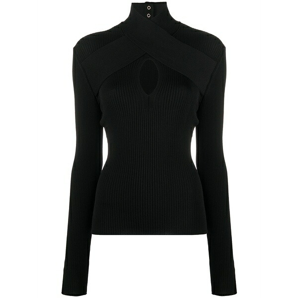エムエスジイエム レディース ニット\u0026セーター アウター High neck knitted top Black