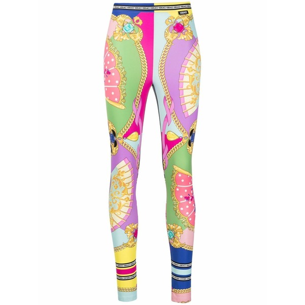 ヴェルサーチ レディース カジュアルパンツ ボトムス All-over graphic-print leggings Pink|asty