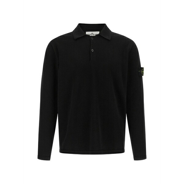 ストーンアイランド メンズ ポロシャツ トップス Long-sleeve polo shirt Black|asty