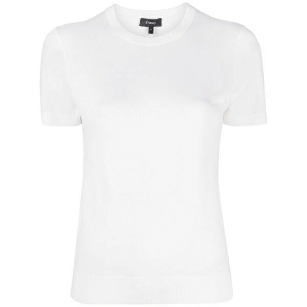 セオリー レディース Tシャツ トップス Fine-knit wool-blend top White｜asty