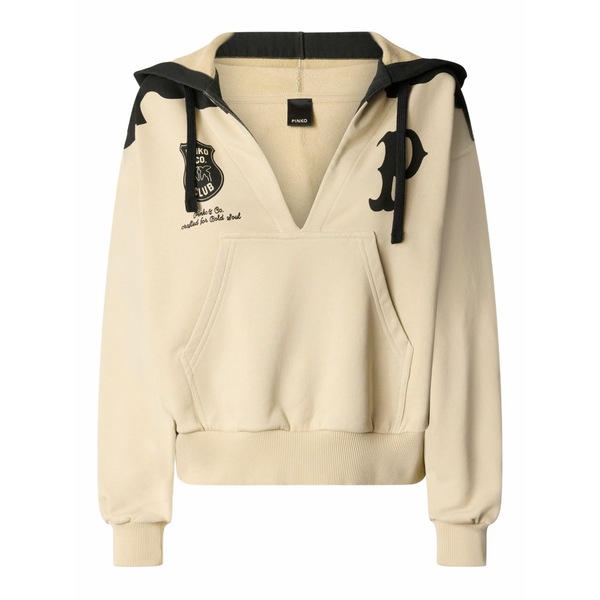ピンコ レディース パーカー・スウェットシャツ アウター V-neck hoodie Neutrals