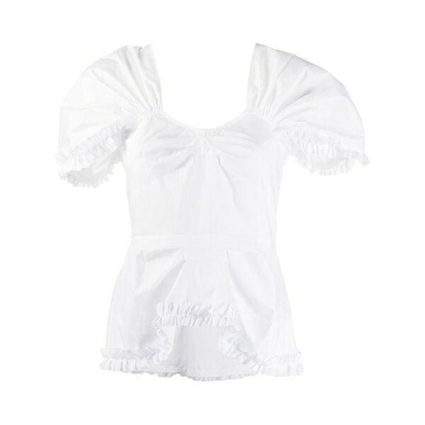 モリー ゴダード レディース シャツ トップス Ruffle-trim short-sleeved blouse White|asty