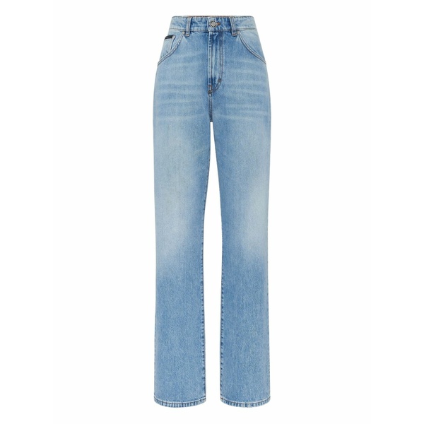 フィリッププレイン レディース デニムパンツ ボトムス High-waisted jeans Blue|asty