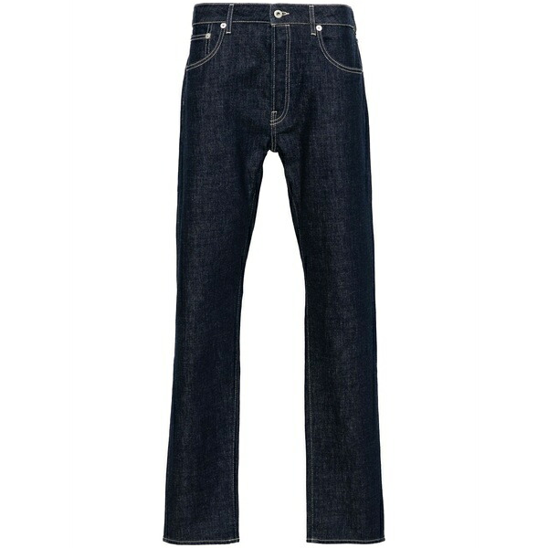 ケンゾー メンズ デニムパンツ ボトムス Logo-patch tapered jeans Blue｜asty